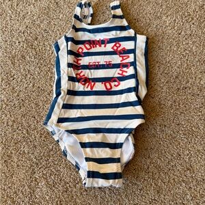 Zara Navy and White Striped Swimsuit